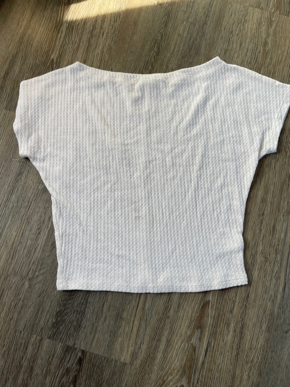 Express White Textured Boxy Crop Top